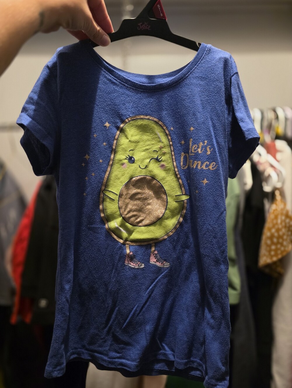 The Children's Place Girls Avocado Let's Dance Blue with Gold Sparkles T-Shirt